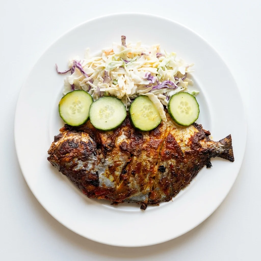 Grilled Pokemon Fish authentic Nigerian dish at Loo Afro Naija Cuisine restaurant in Edmonton, AB